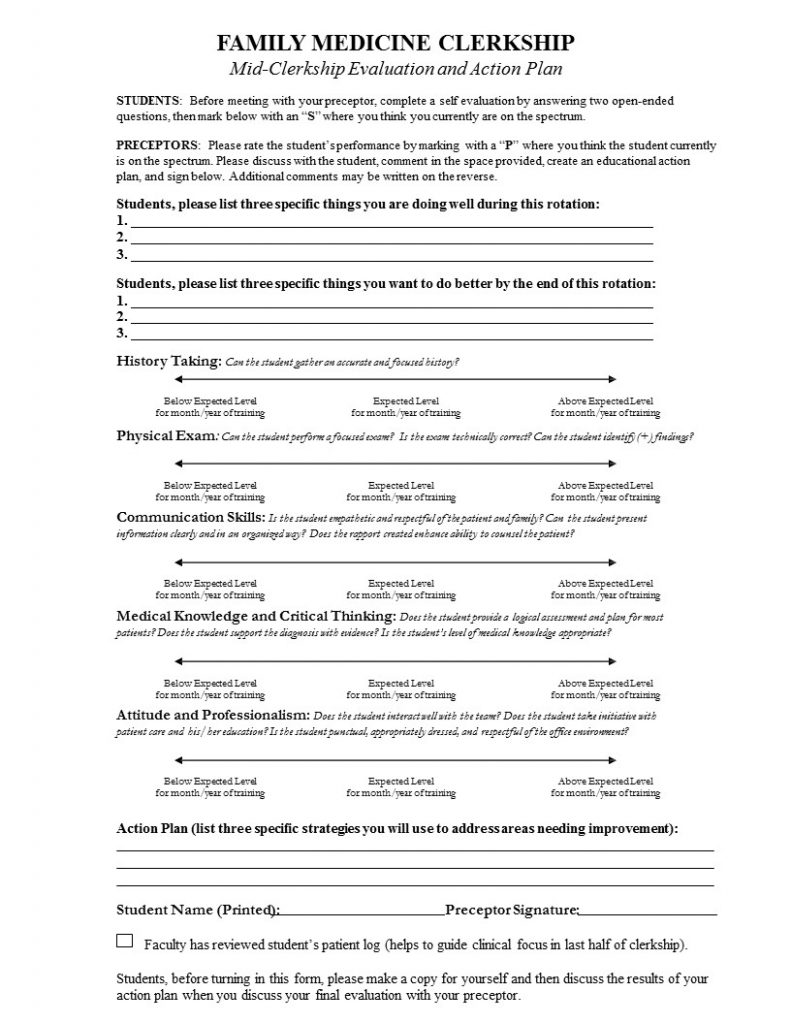 Assignments – 2019-2020 Family Medicine Clerkship